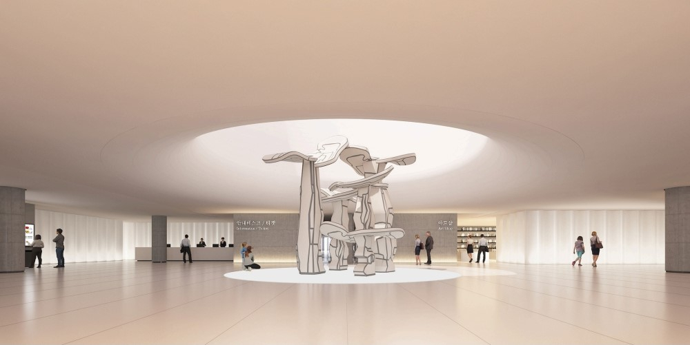 A rendering of the interior of Centre Pompidou Hanwha Seoul (Wilmotte & Associes)