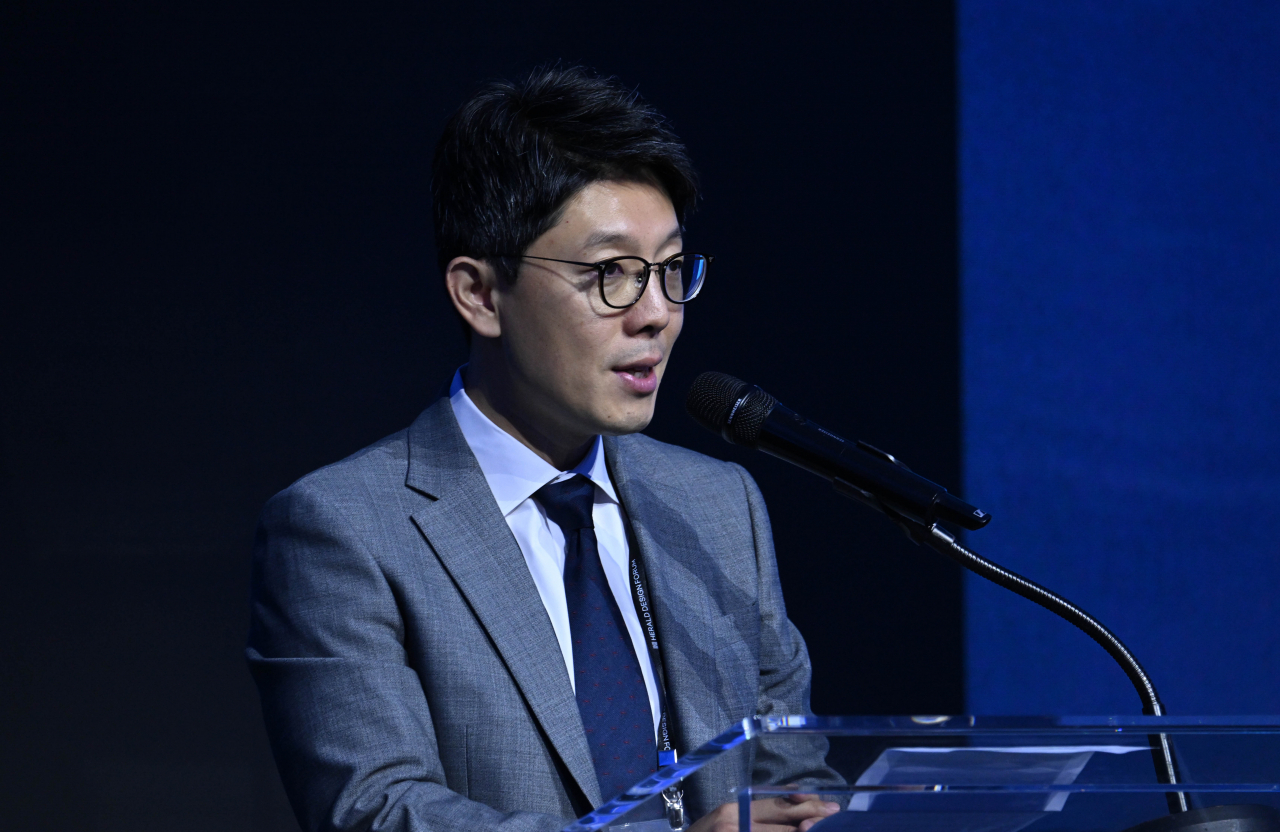 Kim Byung-min, Seoul vice mayor, delivers a congratulatory remark at the Herald Design Forum 2024 on Tuesday in Seoul. (Im Se-jun/The Korea Herald)