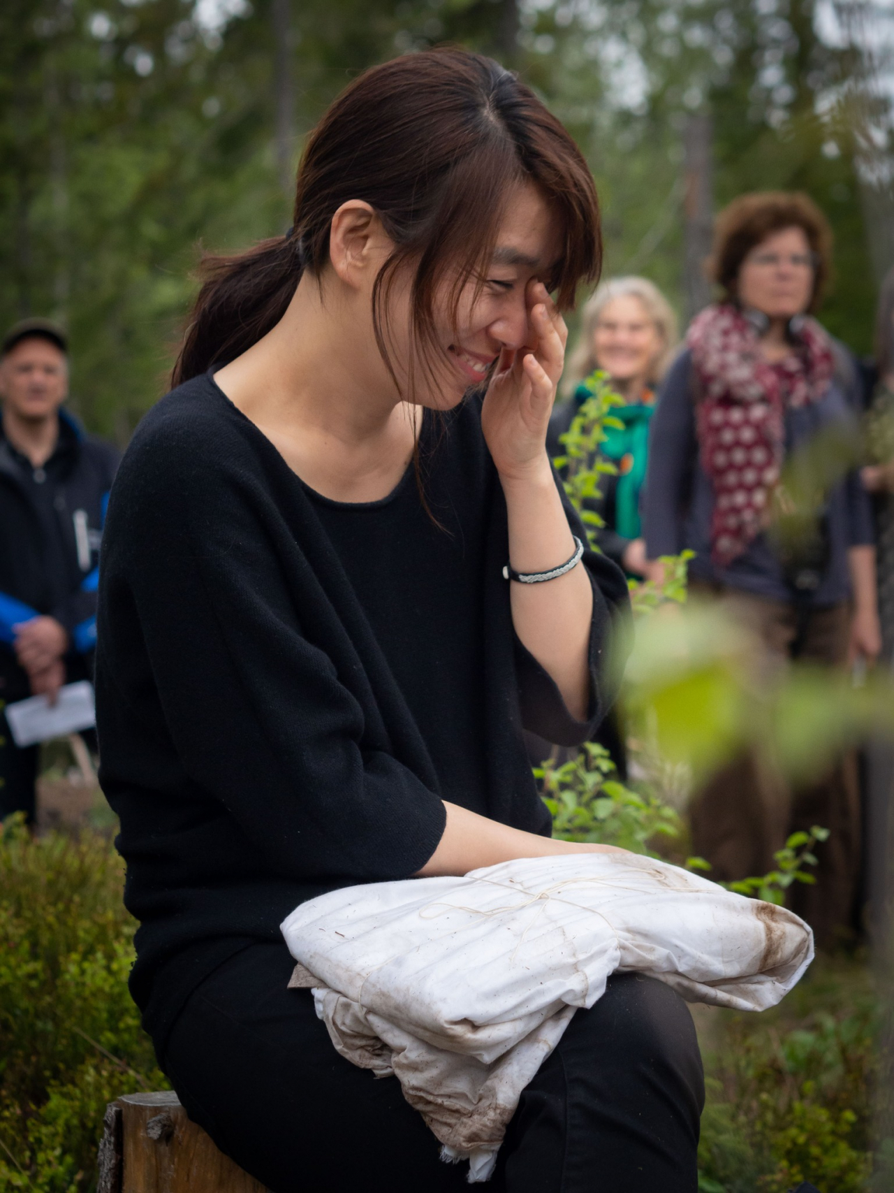 Han Kang attends a manuscript handover ceremony in Nordmarka forest, just outside Oslo, in 2019. (Future Library)