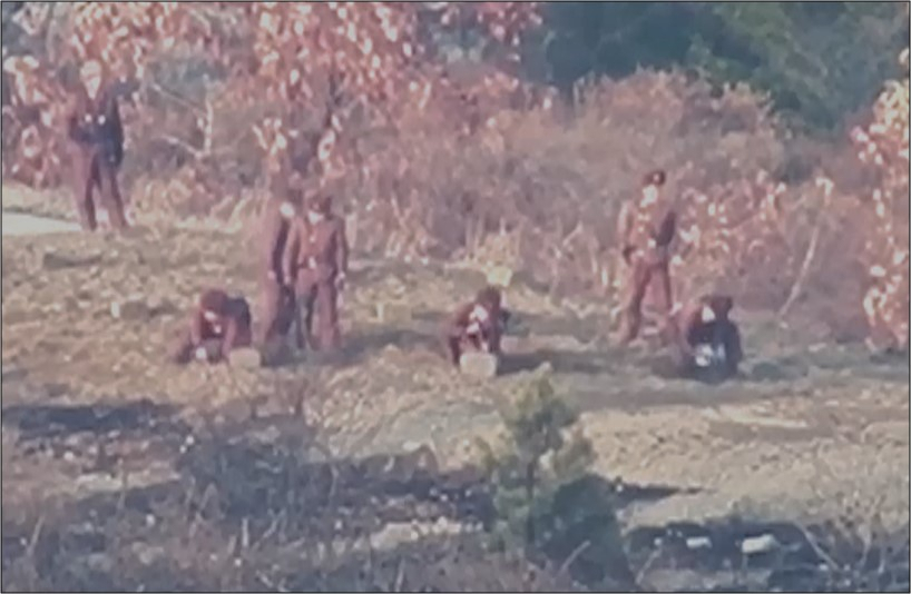 North Korean troops laying mines around a railway connecting to the South in December last year. (South Korean Joint Chiefs of Staff)