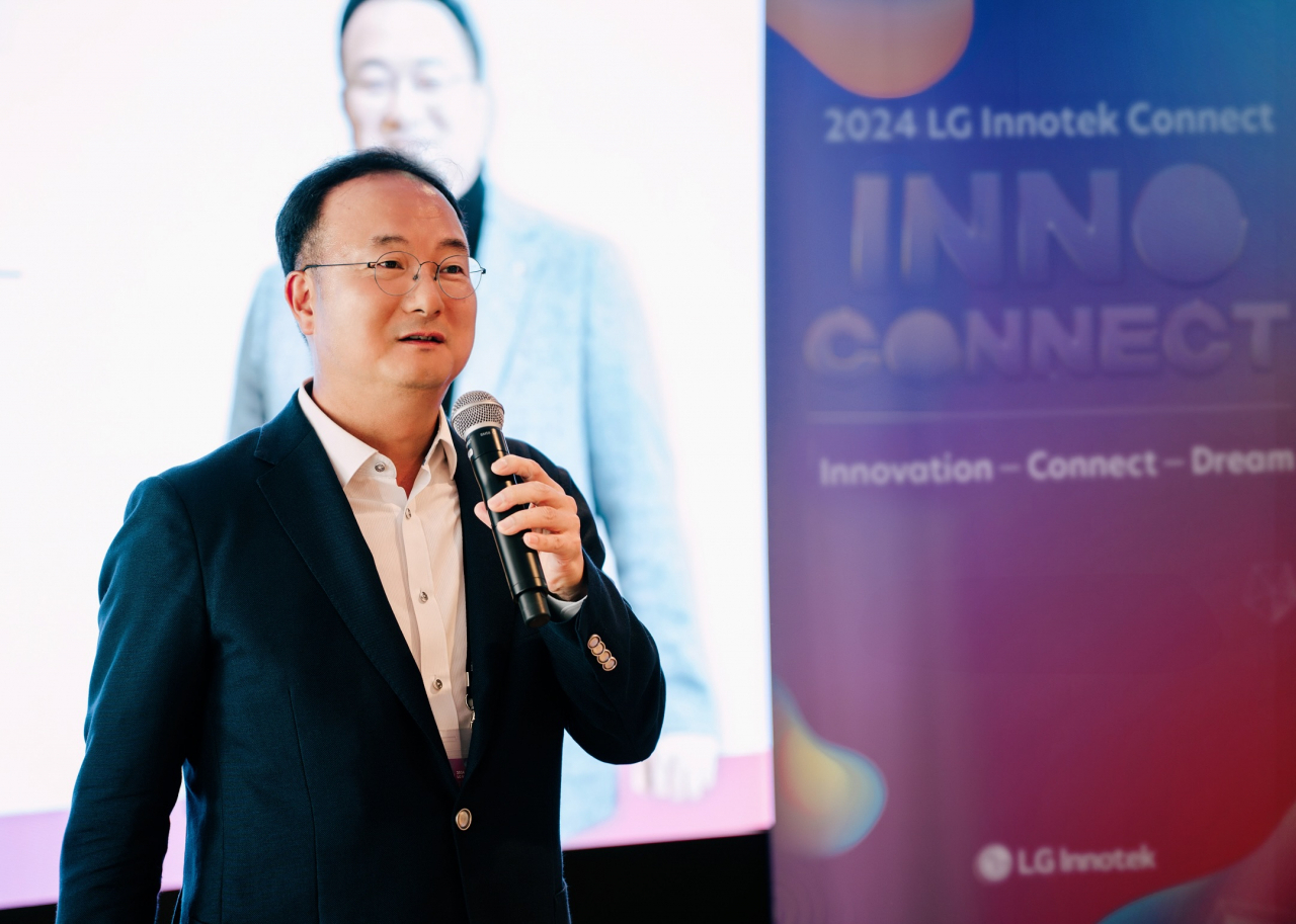 LG Innotek Chief Executive Officer Moon Hyuk-soo speaks at Inno Connect, a company hiring event in San Francisco, US, on Sept. 28. (LG Innotek)