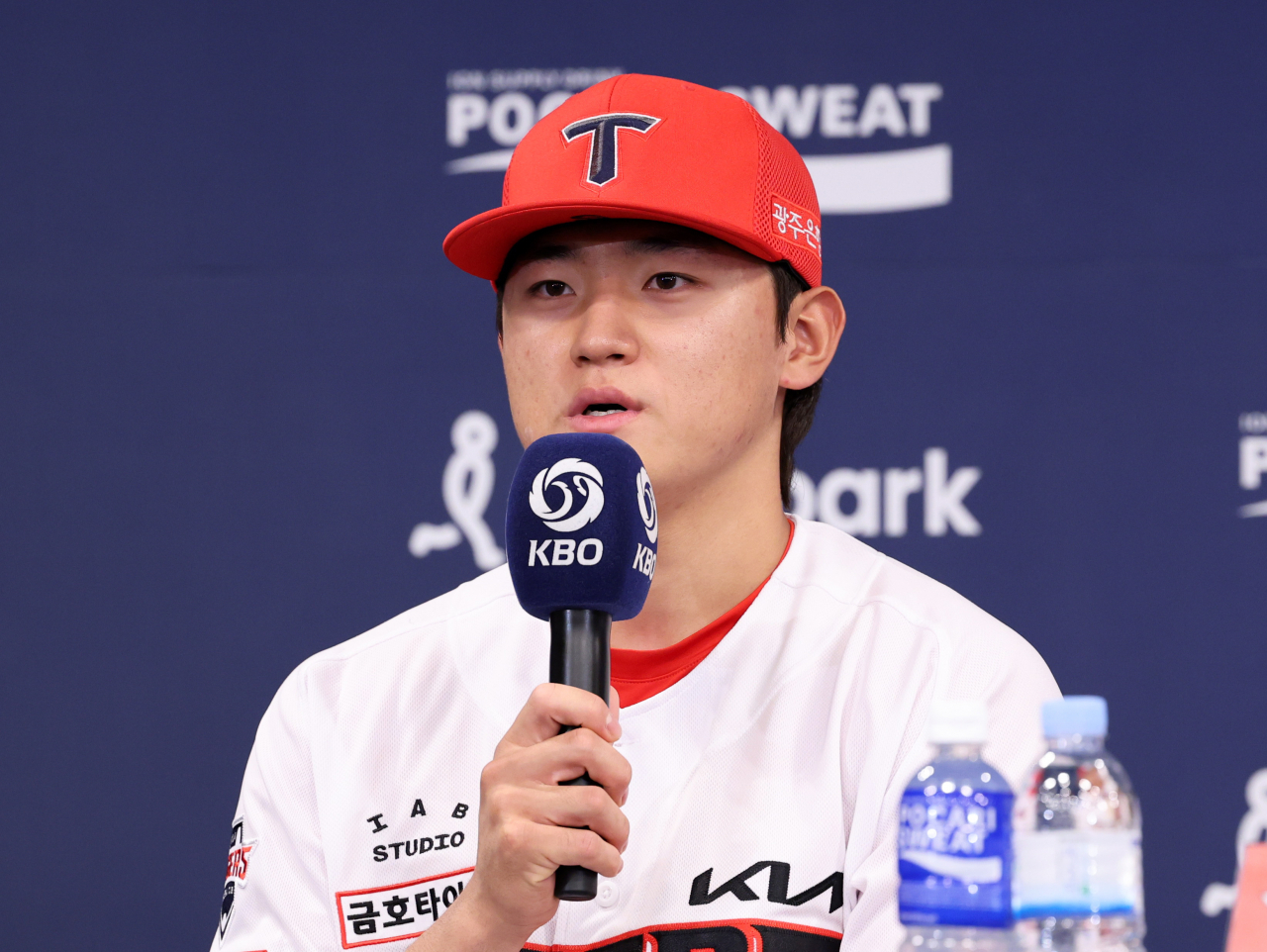 Kia Tigers third baseman Kim Do-yeong speaks during the Korean Series media day in Gwangju, some 270 kilometers south of Seoul, on Sunday. (Yonhap)