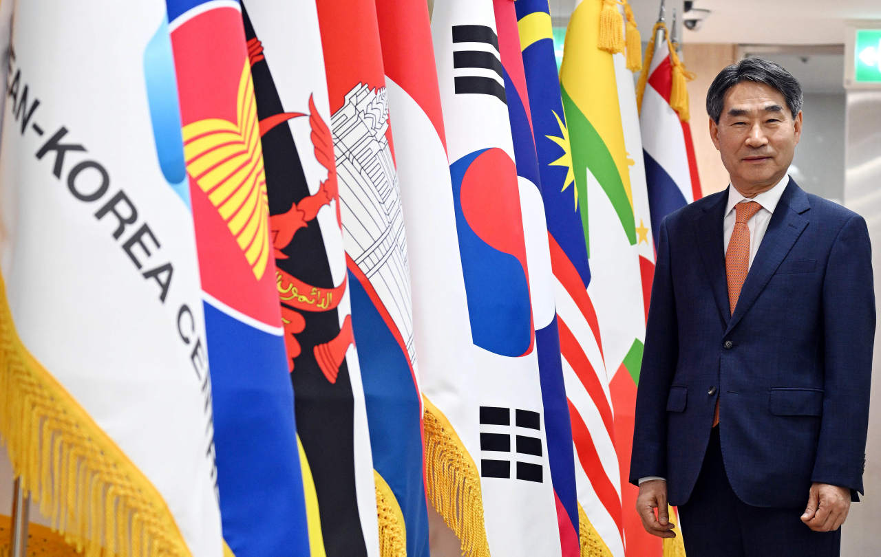 ASEAN-Korea Center Secretary-General Kim Jae-shin poses for a photo during an interview with The Korea Herald in his office in Seoul. (Lee Sang-sub/The Korea Herald)