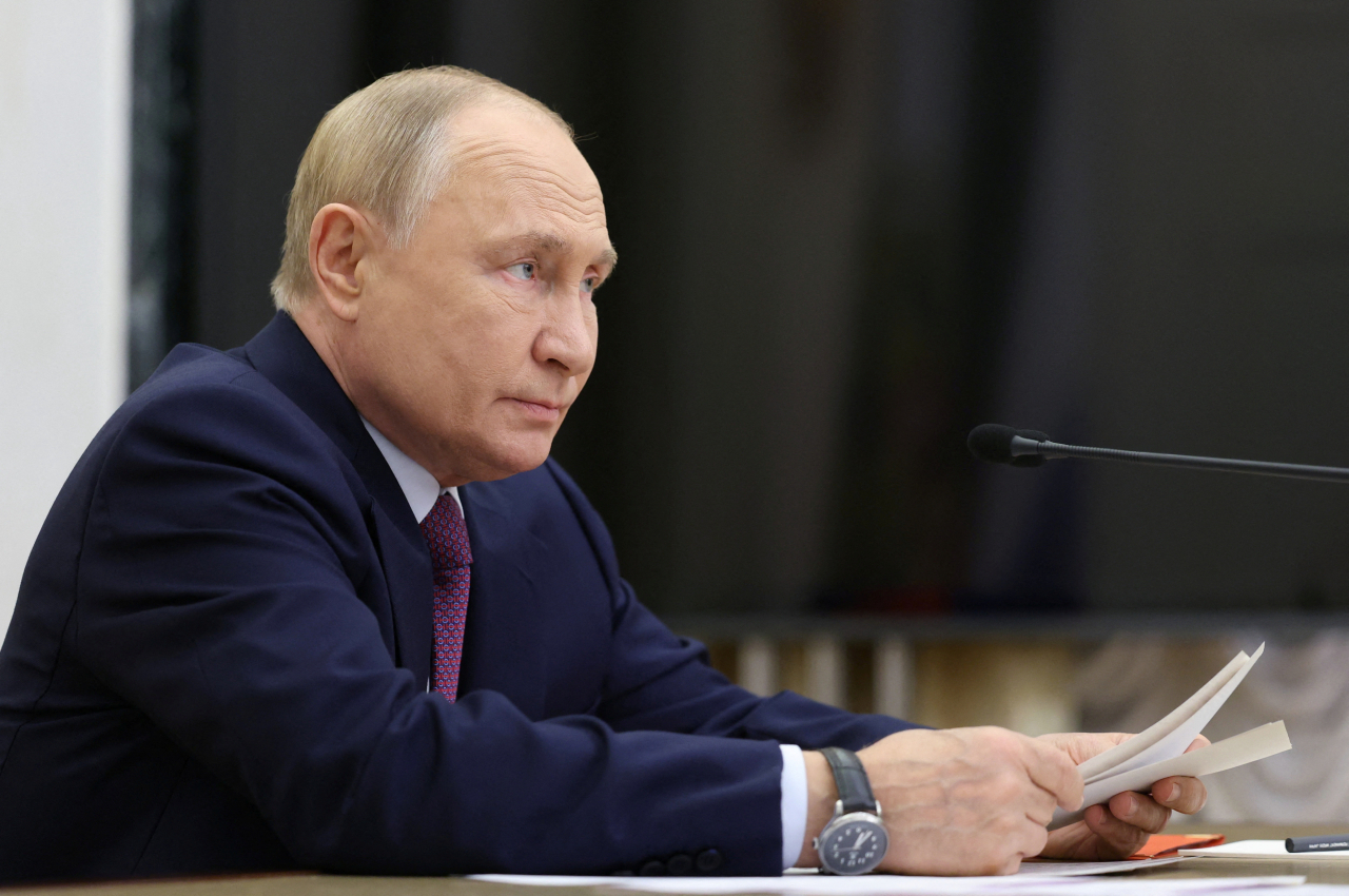 Russia's President Vladimir Putin chairs a meeting of the Security Council on the subject of nuclear deterrence in Moscow, Russia September 25. (Kremlin via Reuters)