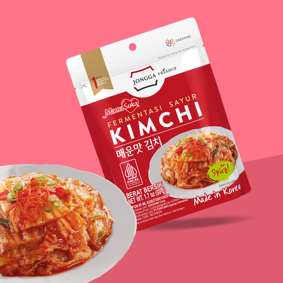 A Korean spicy kimchi product from Daesang's Mamasuka brand, tailored for the Indonesian market (Daesang)