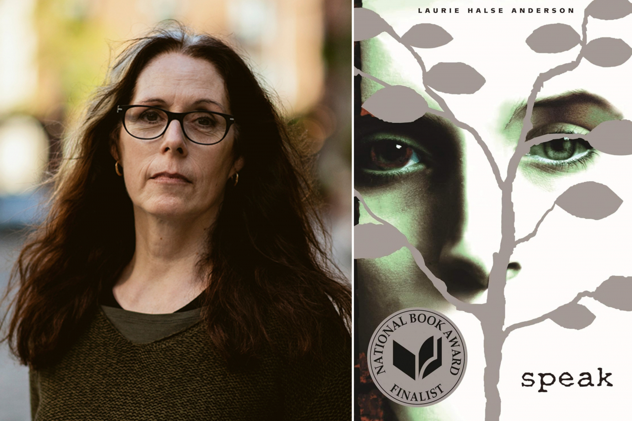 Laurie Halse Anderson (left) and her novel 