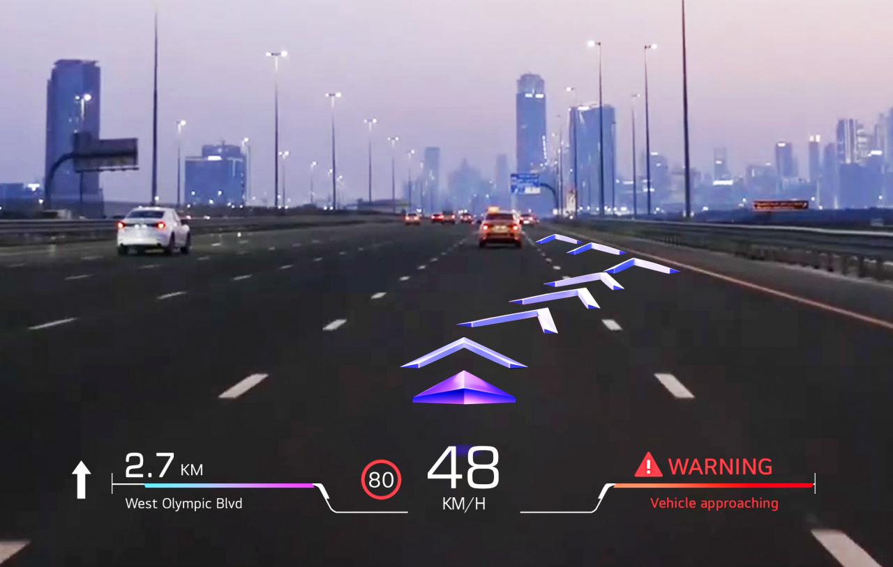 LG Electronics' patent involving augmented reality technology offers a 3D navigation guide on an in-vehicle display. (LG Electronics)