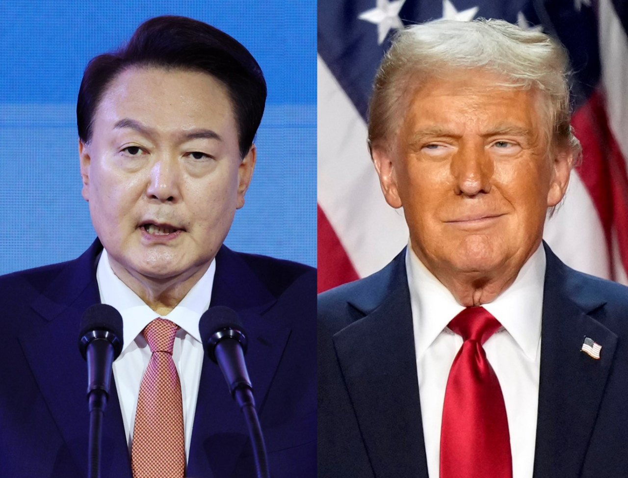 President Yoon Suk Yeol (left) and US Republican presidential nominee and former US President Donald Trump (Yonhap, AP-Yonhap)