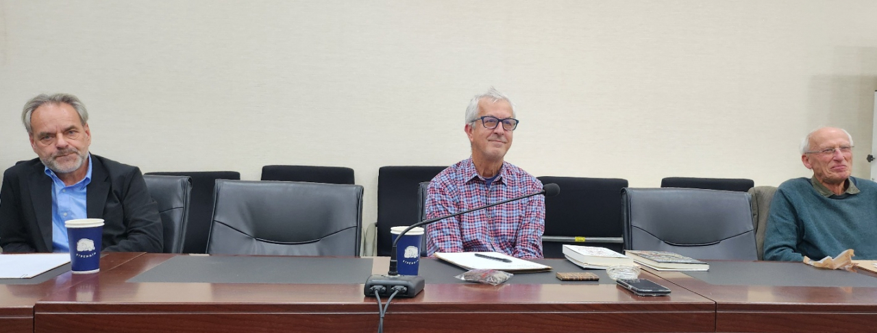 From left: Eckhardt Fuchs, Walter Hatch and Falk Pingel sit for a media interview at the Northeast Asian History Foundation in Seoul on Thursday. (Choi Si-young/The Korea Herald)