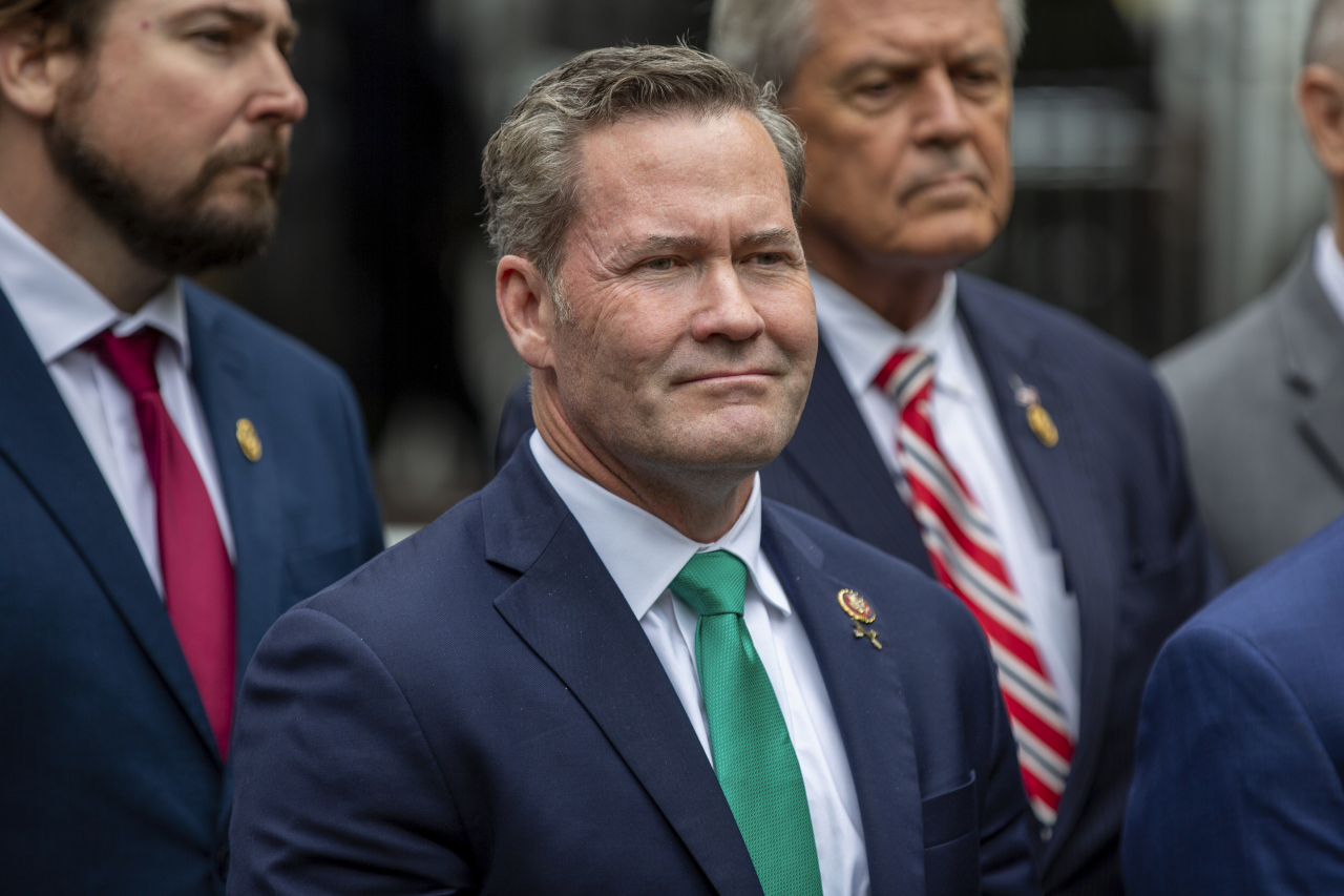 Rep. Michael Waltz, R-Fla., speaks outside the hush money criminal case of former president Donald Trump in New York, May 16. President-elect Donald Trump’s choice for defense secretary is still up in the air, but it’s a sure bet he will look to pick a loyalist following his tumultuous first term. (AP - Yonhap)