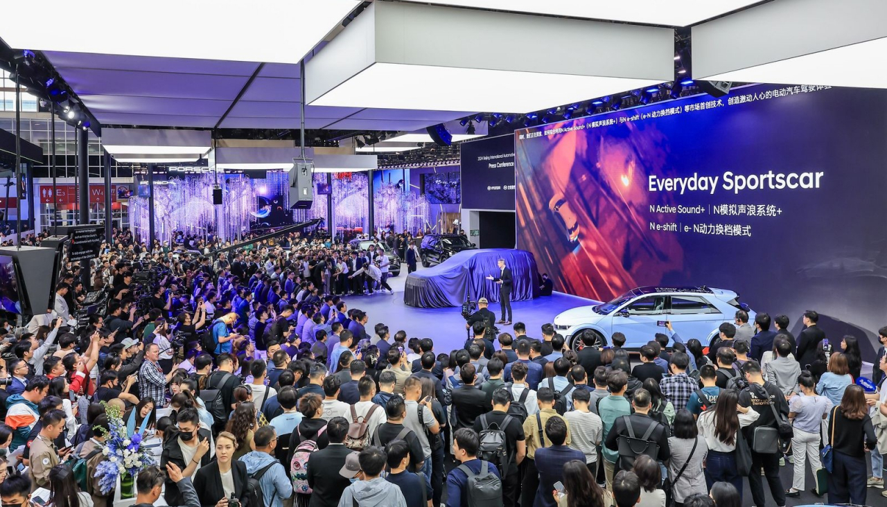 Journalists attend Hyundai Motor's press conference at the 2024 Beijing International Automotive Exhibition in April this year. (Hyundai Motor Company)