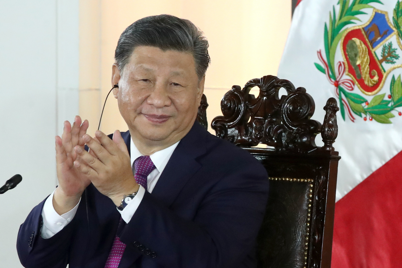 Chinese President Xi Jinping attends an inauguration event for the Chancay megaport at the Government Palace in Lima, Peru, Thursday. (EPA)