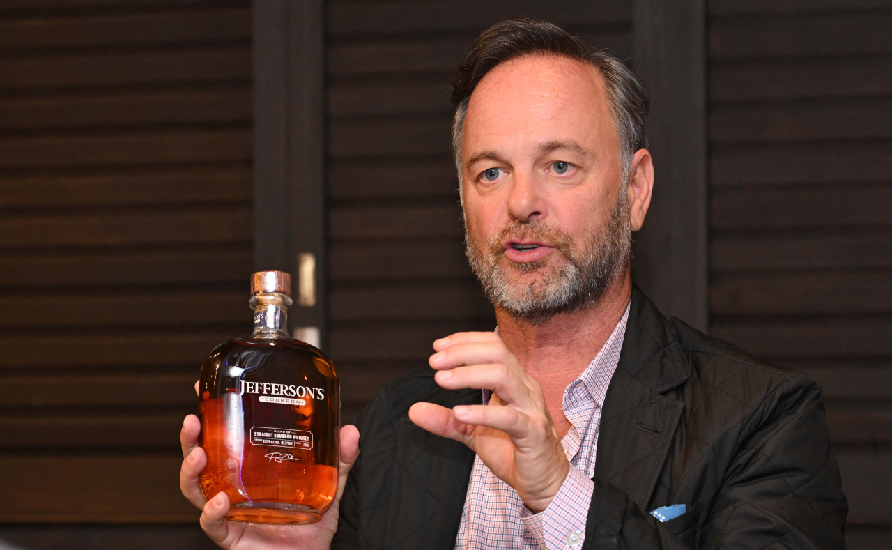 Jefferson’s Bourbon Founder and Chief Strategist Trey Zoeller explains his bourbon, during an interview with The Korea Herald at a showcasing room in Apgujeong, southern Seoul, on Nov. 11 (Lee Sang-sub/ The Korea Herald)