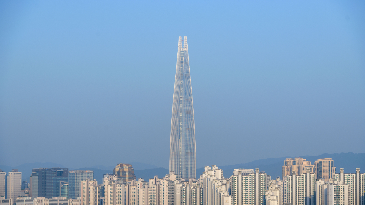 General view of Lotte Group's iconic Lotte World Tower in Seoul from the west in this picture taken in May 2024. (Getty Images)