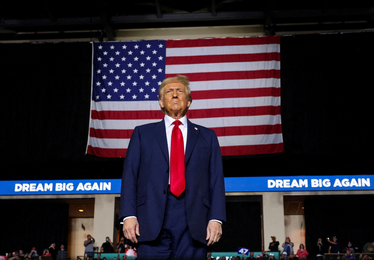 President-elect Donald Trump attends a campaign event, in Allentown, Pennsylvania, US, on Oct. 29. (Reuters-Yonhap)