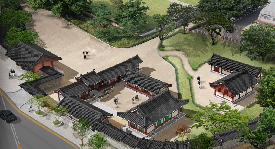 A rendered image of what the partially restored Sajikdan will look like. (Korea Heritage Service)