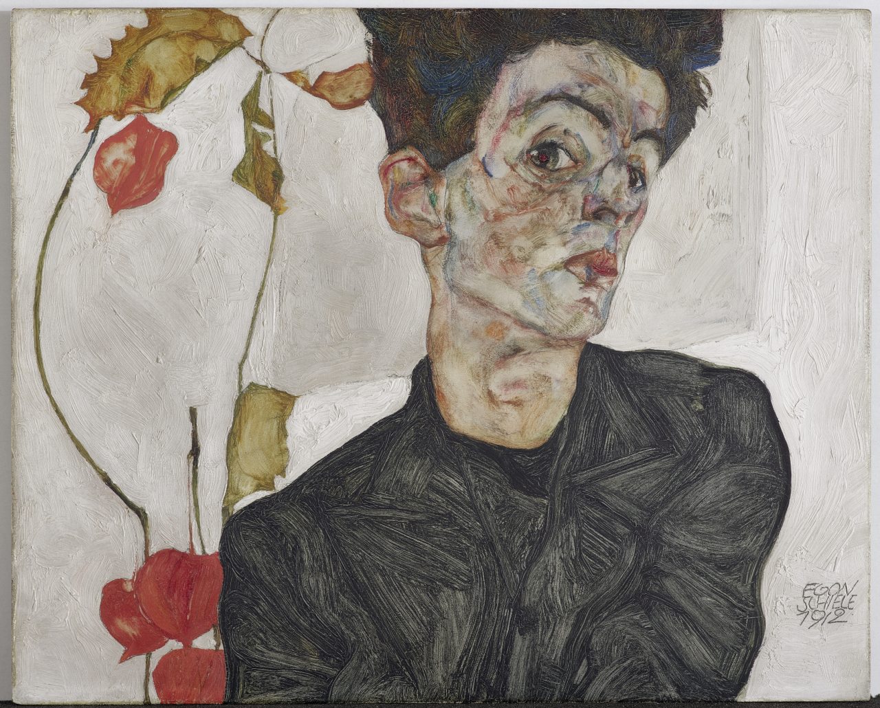 “Self-Portrait with Chinese Lantern Plant” by Egon Schiele. (Leopold Museum)