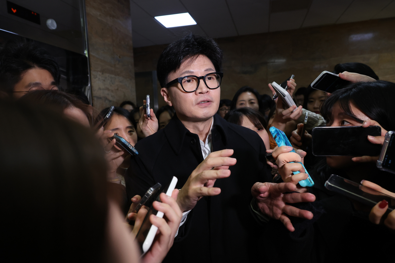 The ruling People Power Party Leader Han Dong-hoon is seen at the National Assembly in Yeouido, Seoul, on Friday. (Yonhap)