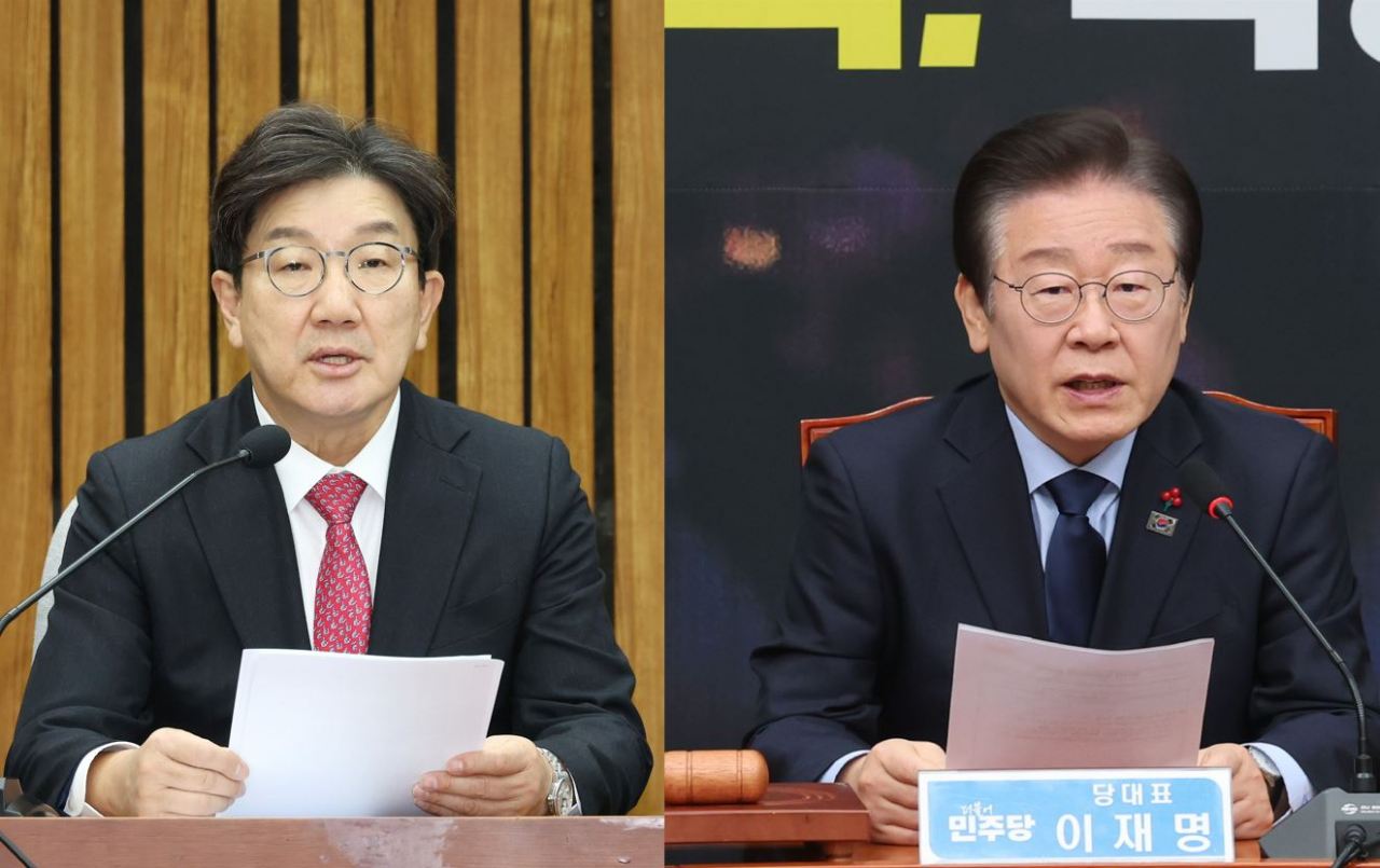 This combined photo shows Kwon Seong-dong (left) and Lee Jae-myung (Yonhap)