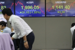 Kospi closes below 2,000 for first time since 2016
