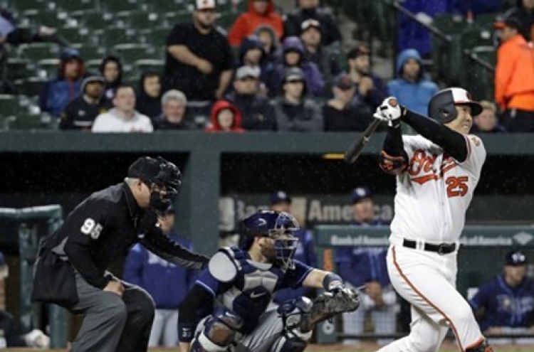 Orioles' Kim Hyun-soo blasts his 1st homer of season