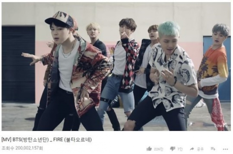 BTS' 'Fire' music video tops 200 mln YouTube views
