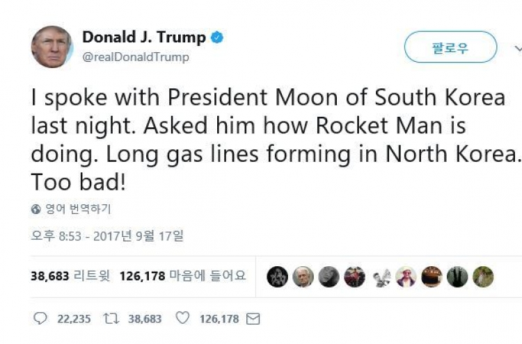 Misinterpreted Trump tweet causes online chaos amid NK tensions