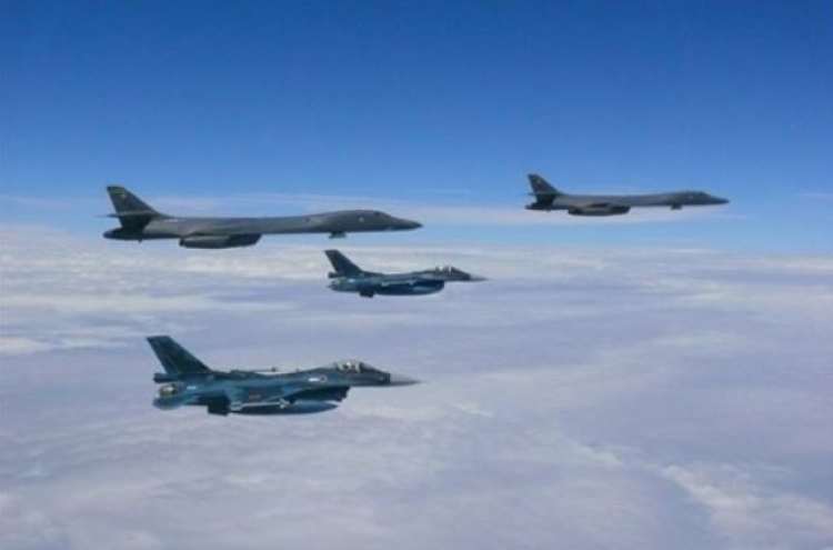 Two B-1B bombers hold nighttime drill against N. Korea