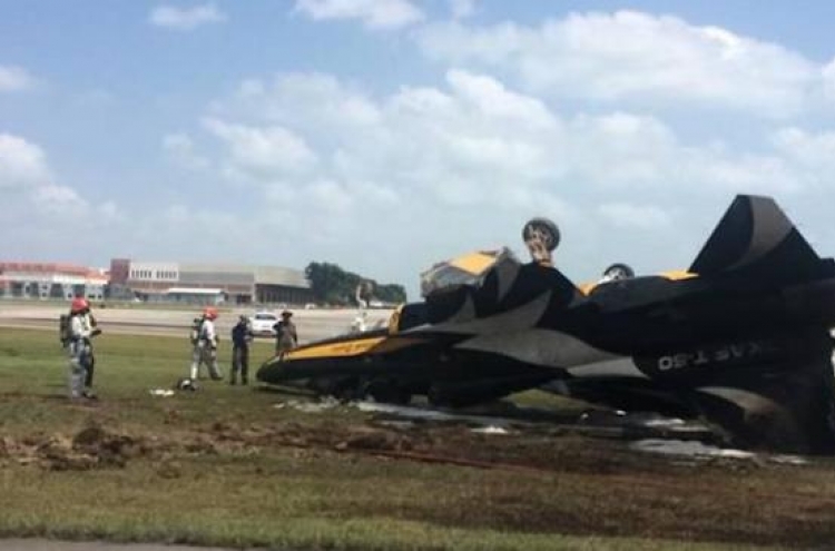 South Korean aircraft catches fire after skidding off runway at Singapore air show