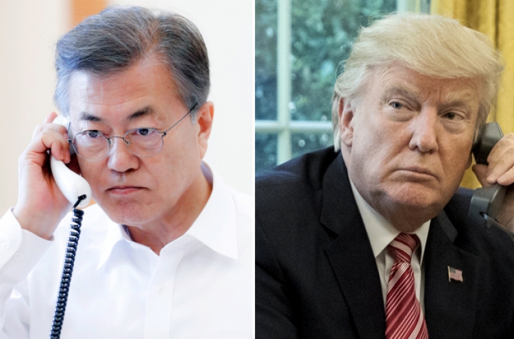 Moon, Trump seek close cooperation ahead of talks with NK