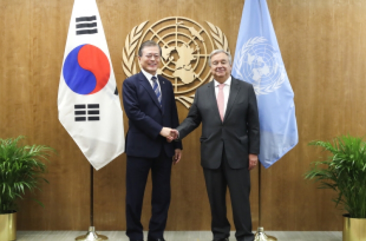 Moon urges UN’s support for peace process