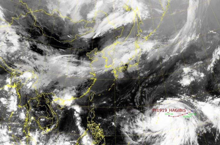Typhoon Hagibis rapidly gains strength; impact on Korea uncertain