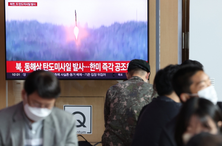 N. Korea fires ballistic missiles toward East Sea as allies engage in naval drills