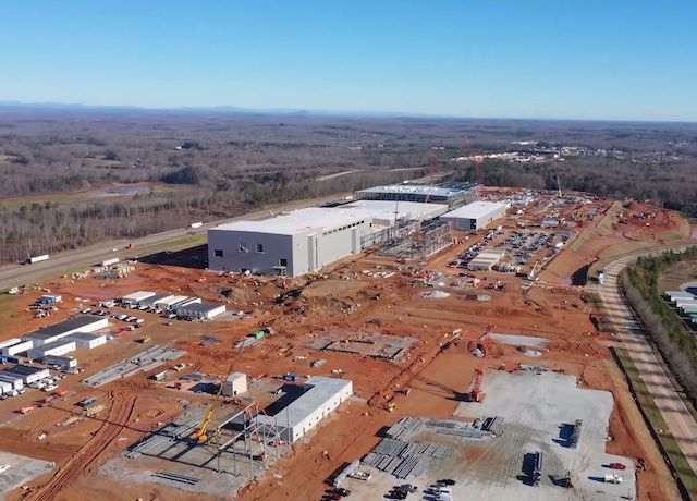 SK Innovation's electric vehicle battery manufacturing plant in the US state of Georgia is shown in this photo provided by the South Korean battery maker on Aug. 28, 2020. (SK Innovation)