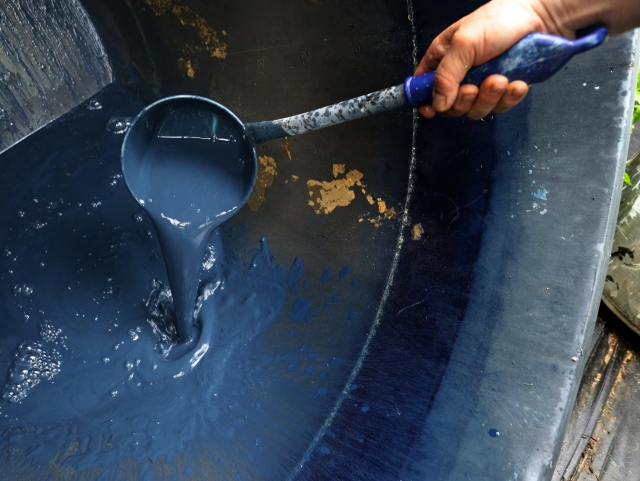 Indigo plant leaves turn into ninam extract which is then fermented to make indigo dye in Andong, North Gyeongsang Province.Photo © Hyungwon Kang