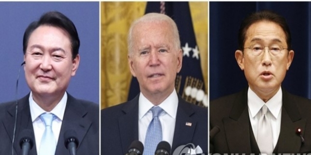 President Yoon Suk-yeol, US President Joe Biden, Japanese Prime Minister Fumio Kishida (Yonhap)