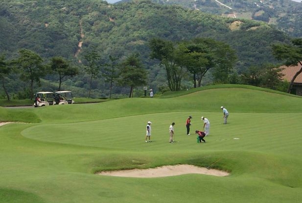 Golfers putt at a golf course. (Yonhap)