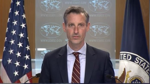 US Department of State Press Secretary Ned Price is seen speaking in a daily press briefing at the department in Washington on Monday. (US Department of State)