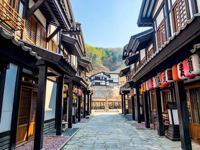 An alley in Nijimori Studio lined with Japanese-style restaurants. (Courtesy of Nijimori Studio)