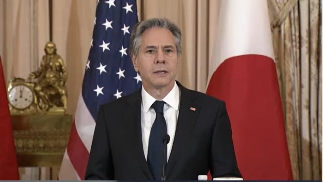 US Secretary of State Antony Blinken is seen speaking during a joint press conference at the state department in Washington, DC, on Wednesday. (US Department of State)