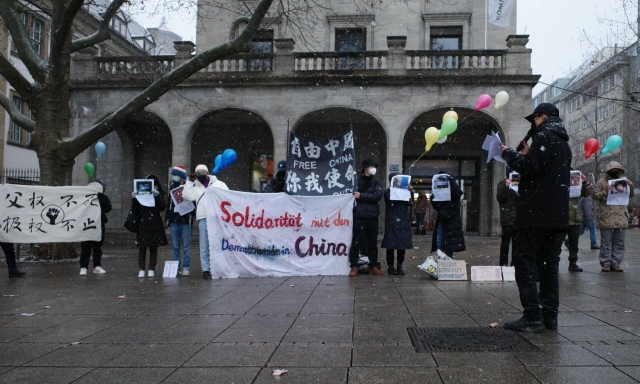 White-paper protesters gather in Stuttgart, Germany, on Saturday. (courtesy of reader)