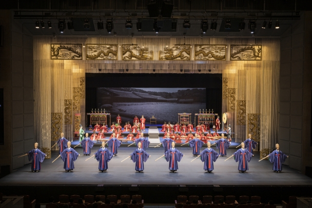 Members of the National Gugak Center perform Jongmyo Jeryeak. (National Gugak Center)