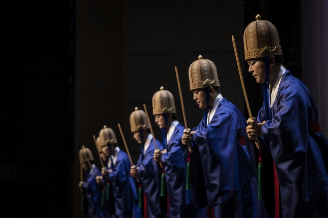 Members of the National Gugak Center perform Jongmyo Jeryeak. (National Gugak Center)