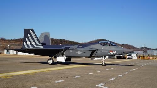 This photoshows the third prototype of the KF-21 fighter taxiing on a runway in Sacheon, about 300 kilometers south of Seoul. (DAPA)