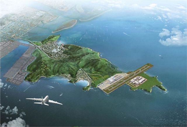 A bird's-eye view of the proposed airport site in Gadeokdo, Busan (Busan Metropolitan Government)