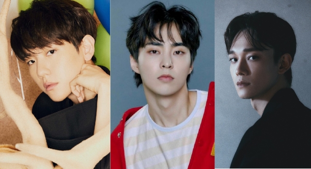 (From left) Exo's Baekhyun, Xiumin and Chen (SM Entertainment)