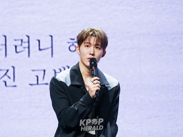 Rapper-songwriter B.I speaks during a press conference about his second LP 