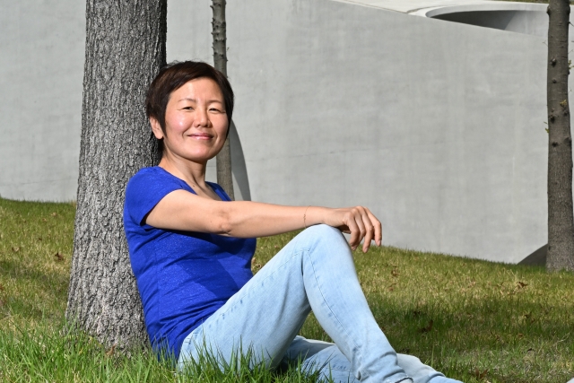 Keum Suk Gendry-Kim poses for a photo during an interview with The Korea Herald in Gangseo-gu, Seoul, May 15. (Im Se-jun/The Korea Herald)