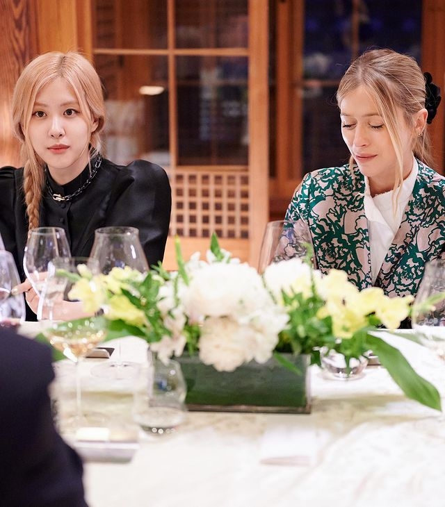 Blackpink member Rose (left) and Destree co-founder Geraldine Guyot-Arnault at the Destree launch party in Seoul, Wednesday. (Geraldine Guyot-Arnault's Instagram)