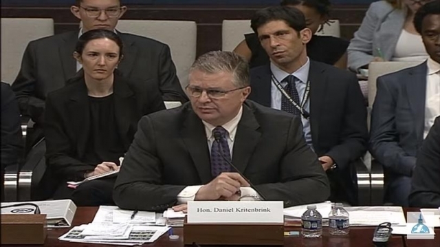 Assistant Secretary of State for East Asian and Pacific Affairs Daniel Kritenbrink during a hearing in Washington on Tuesday (Yonhap)